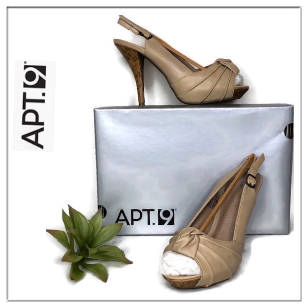 Apt9 Nude peeptoe slingbacks with knot detail